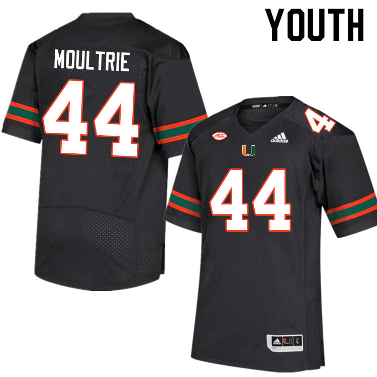 Youth #44 Antonio Moultrie Miami Hurricanes College Football Jerseys Sale-Black - Click Image to Close